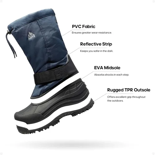 Vista 4 de NORTIV 8 Botas impermeables para hombre senderismo invierno botas de nieve aisladas forro de piel ligero al aire libre altos botines