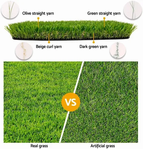 Vista 5 de Césped artificial para césped artificial, 1 x 1 pie (1 pie cuadrado) 1.38 pulgadas, alfombra de césped sintético realista de 1.378 in de grosor