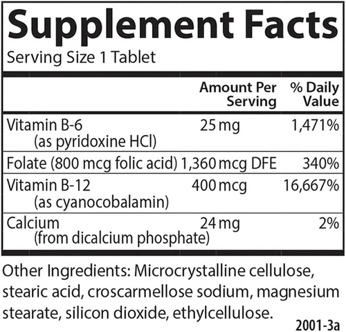Vista 4 de Carlson - Tri-B, Complejo de vitamina B, 25 mg de vitamina B-6, 400 mcg de vitamina B-12, píldoras energéticas de ácido fólico, promueve la salud