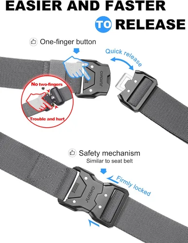Vista 2 de JUKMO Cinturón táctico de liberación rápida, trabajo militar, cinturón de senderismo de nailon de 1.5 pulgadas con hebilla de cinturón de seguridad