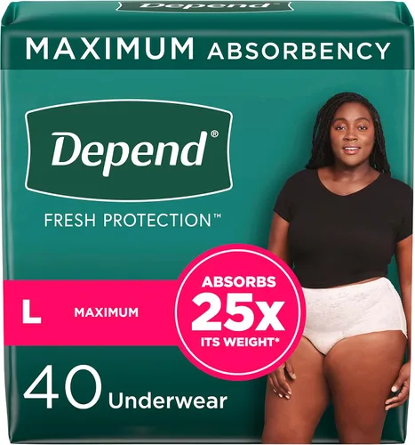 Vista 8 de Depend Fresh Protection - Pañales para adultos, ropa interior para incontinencia y fugas de vejiga posparto para mujer, desechables, máximo