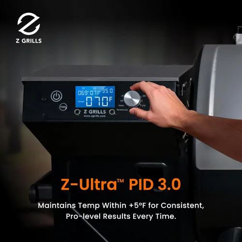 Vista 4 de Z GRILLS Parrilla Ahumadora Eléctrica de Pellets de Madera con Controlador PID 3.0, Temperatura Máxima de 450 °F, Parrilla y Ahumador 8 en 1