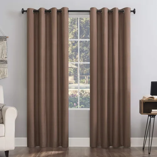 Sun Zero Columbia - Paquete de 2 paneles de cortinas térmicas con ojales, 100 % opacas, ahorro de energía, 50 x 84 pulgadas, color cedro
