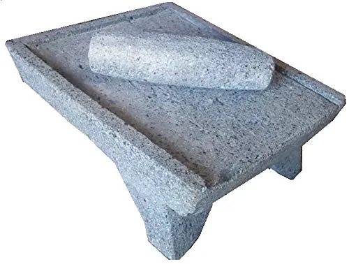 Hecho en México Genuino Mexicano Azteca Manual Volcánica Lava Rock Metate Y Mano Mortero y Piedra Molida Granos Semillas Especias Maíz Elote Maíz