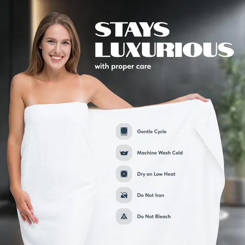 Vista 6 de White Classic Toallas de baño de lujo para adultos, extra grandes, 35 x 70 pulgadas, algodón turco de 700 GSM, altamente absorbentes, colección