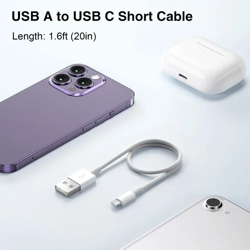 Vista 4 de Cable tejido corto de 1.5 pies para iPhone 17/16E/16/15, cable cargador CarPlay de USB A a USB C para iPhone 17Air, 15 16 17 Pro Max, 15/16 Plus