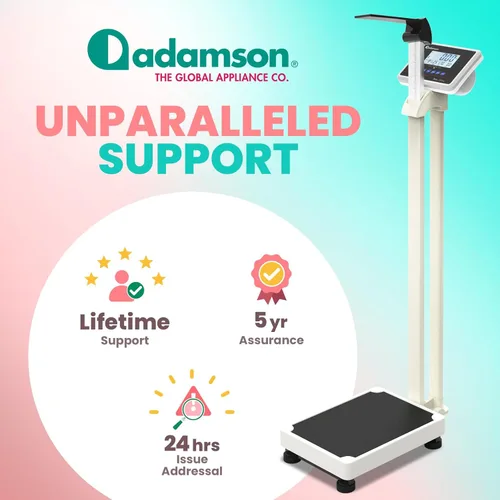 Vista 7 de Adamson Báscula médica M1, capacidad de 440 libras, IMC con peso y altura, báscula digital profesional para peso corporal, hogar, hospital