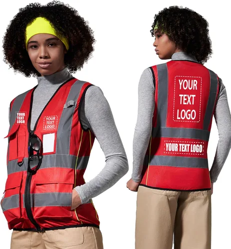 Vista 24 de A-SAFETY Chaleco de Seguridad Reflejante de Alta Visibilidad con Logo Personalizado (XS-8XL)