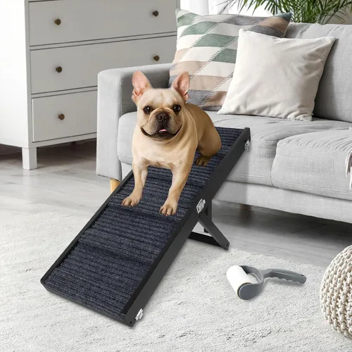 Okydoky Rampa para perros pequeños, rampa plegable portátil para mascotas, rampa de madera para mascotas de 32 pulgadas de largo con superficie