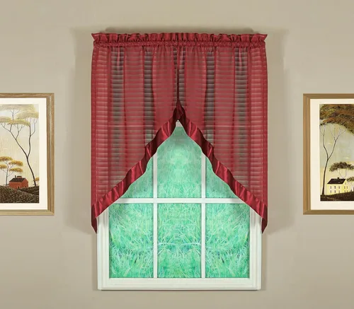 Vista 36 de Today's Curtain, Inserción de Abanico de Cortina de Rayas Silueta Translúcida, Azul, 30" x 76.2 cm de ancho x 101.6 cm de largo