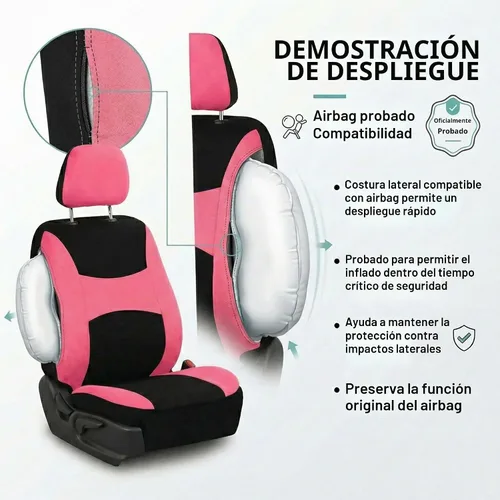 Vista 4 de FH Group FB030217 - Juego de fundas de asiento de tela ligera y transpirable, compatible con bolsa de aire y divisiones. Se adapta a la mayoría