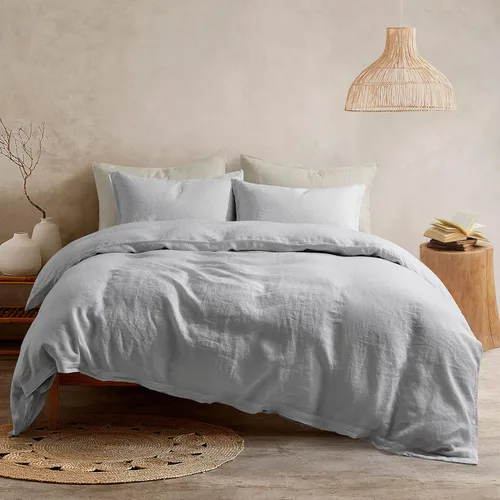 Vista 7 de ATLINIA Juego de funda de edredón de 100% lino francés lavado en piedra - Tela orgánica de lino puro para comodidad de granja, ropa de cama boho.