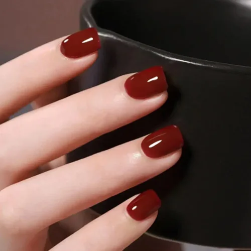 Vista 10 de Uñas postizas a presión de Halloween, uñas postizas cortas cuadradas negras con diseño agrietado en blanco y negro, uñas postizas artificiales a