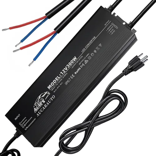 Vista 9 de Controlador LED de 100 vatios, fuente de alimentación impermeable IP67 de 5.91 pies, 110 V-264 V CA a 12 V CC, adaptador de transformador de bajo