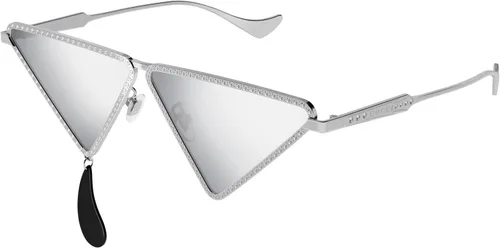 Gucci GG1252S Runway - Gafas de sol colgantes de forma cuadrada + paquete con kit de gafas de lujo eSHADES, plateado