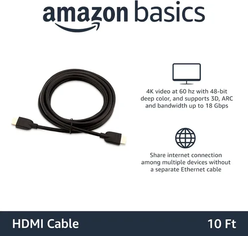 Vista 27 de Yaxa Basics Cable HDMI, 3 pies, 4K@60Hz, cable HDMI 2.0 4K de alta velocidad (18 Gbps), 2160p, 48 bits, compatible con TV/PS5/Xbox/Roku, negro