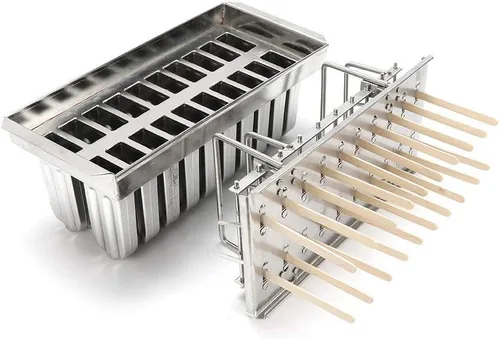 Vista 3 de Eapmic Kit de moldes para paletas de hielo de acero inoxidable, 20 unidades, soporte para palitos de helado, cabeza redonda ranurada