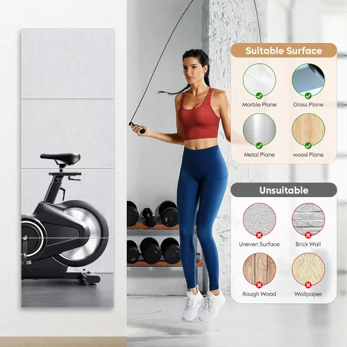 Vista 3 de Hojas de espejo flexibles de acrílico de 8 x 6 pulgadas, paquete de 10 azulejos de espejo autoadhesivos cuadrados cortables para pared, calcomanías