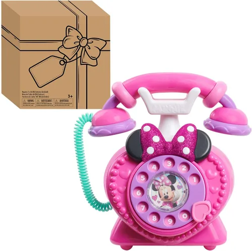 Just Play - Teléfono de juguete Disney Junior Minnie Mouse Ring Me Rotary con luces y sonidos, juguetes para niños de 3 años en adelante