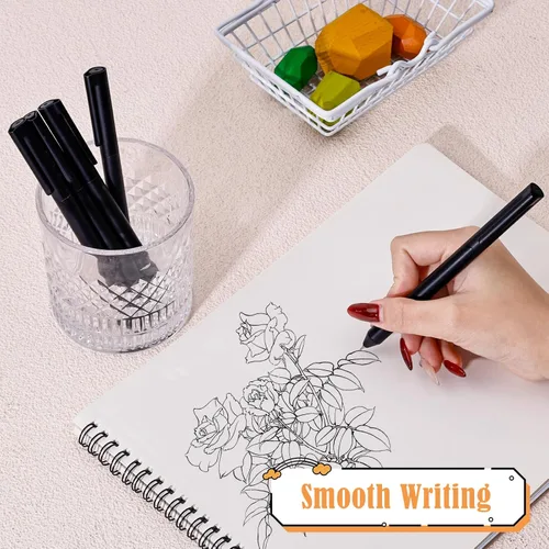 Vista 3 de BAYTORY 6Pcs Gel Ink Pens, Quick Dry Black Ink Pen Fine Point Black 0.5mm Smooth Writing for School Supplies Journaling Notetaking Stationery