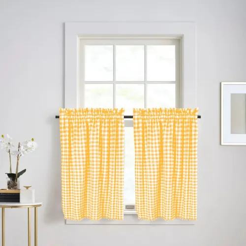 Vista 15 de 2 paneles de cortinas de cocina de 36 pulgadas de largo, bolsillo para barra, cortina de media ventana, cortina de ventana corta para cocina, baño