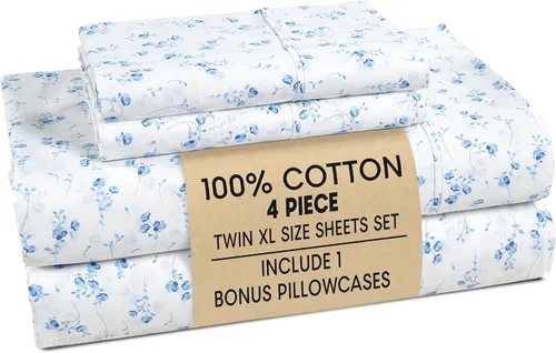 Vista 37 de Casa Platino Juego de sábanas Twin – Sábanas Twin 100% algodón con 2 fundas de almohada, sensación ligera y ajuste seguro, tejido percal crujiente