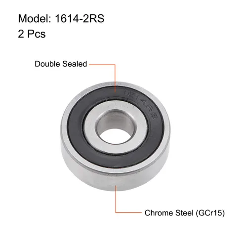 Vista 65 de uxcell 1654-2RS Rodamientos rígidos de bolas Z2 1-1/4 pulgadas x 2-1/2 pulgadas x 5/8 pulgadas de acero cromado sellado doble 2pcs