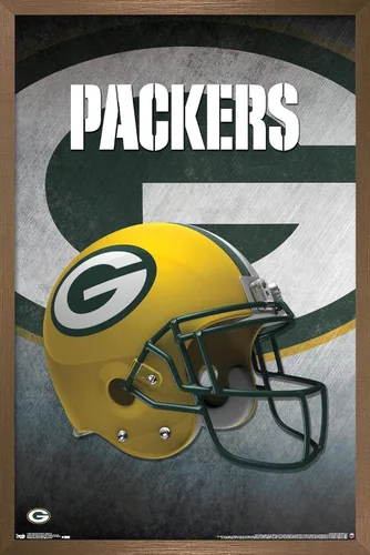 Vista 15 de Trends International NFL Green Bay Packers - Póster de pared con casco 16, 14.725 x 22.375 pulgadas, versión enmarcada de madera de granero