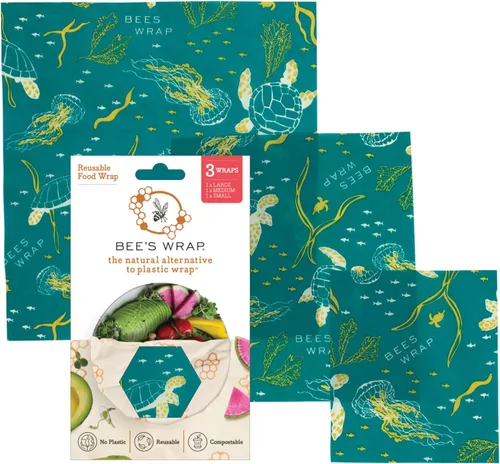 Vista 11 de Bee's Wrap Envolturas de cera de abeja para alimentos, hechas en Estados Unidos, reutilizables y orgánicas, envoltura para sándwiches y cubiertas