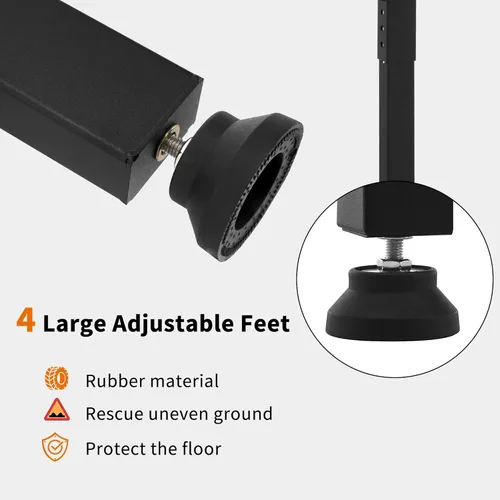 Vista 7 de MCombo Banco de trabajo ajustable con mesa de madera maciza para garaje, mesa de trabajo de acero con 2 tableros de clavijas Bench48 (naranja)