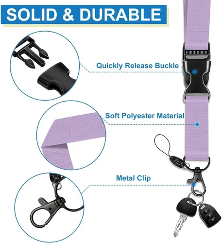 Vista 213 de Portatarjetas blanco con cordón para tarjetas de identificación, carrete retráctil negro con clip de mosquetón, tarjetero de identificación