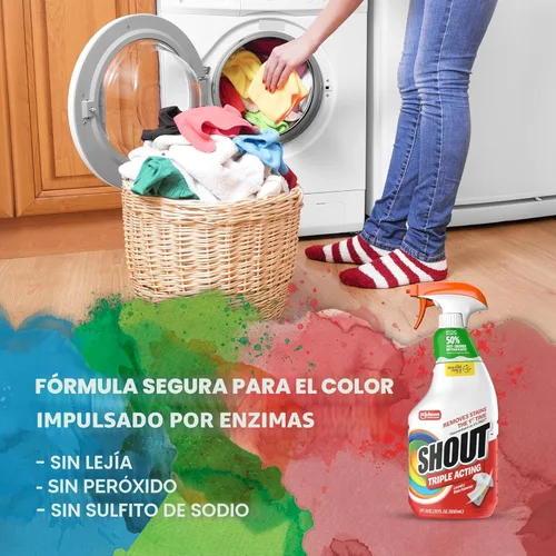 Vista 7 de Shout Active Enzyme - Spray removedor de manchas para lavandería, fórmula de triple acción se aferra, penetra y levanta más de 100 tipos de manchas
