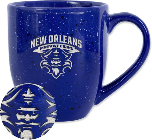 Vista 233 de Rico Industries NCAA Saint Joseph's (PA) Hawks Logo Principal Color Marrón 16 oz Logotipo del Equipo de Color Láser Grabado en Cerámica Moteada Taza