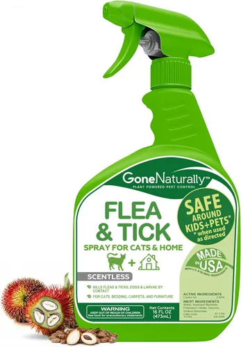 Spray para Pulgas y Garrapatas para Gatos y Hogar – Prevención Natural de Pulgas y Garrapatas para Gatos – Asesino de Chinches y Multi-Insectos –