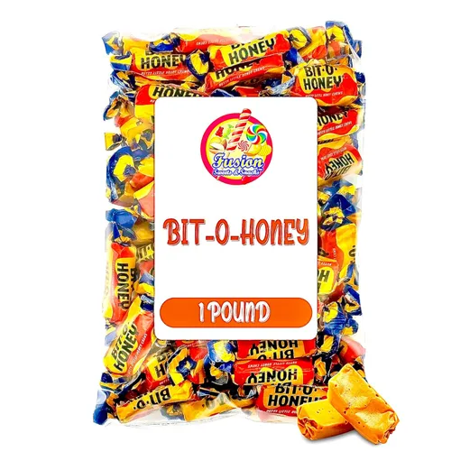 Caramelos de miel – Bolsa a granel de 1 libra – Caramelo retro envuelto individualmente – Taffy real de miel y almendra (aproximadamente 65 piezas)