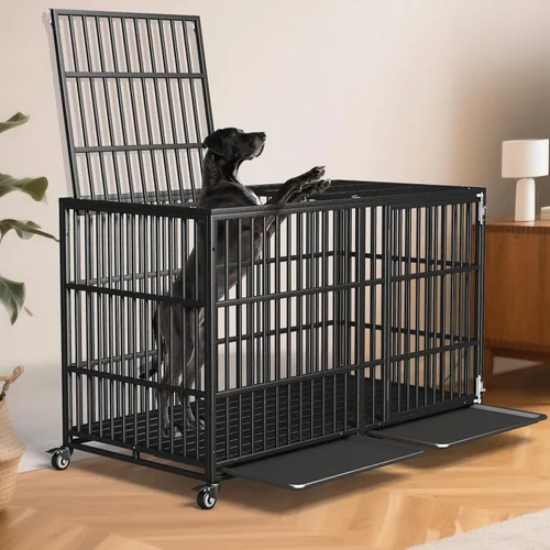 Vista 3 de Jaula resistente para perros de 64 pulgadas, indestructible, a prueba de fugas, para perros de ansiedad alta, extra XL, de gran tamaño, para razas