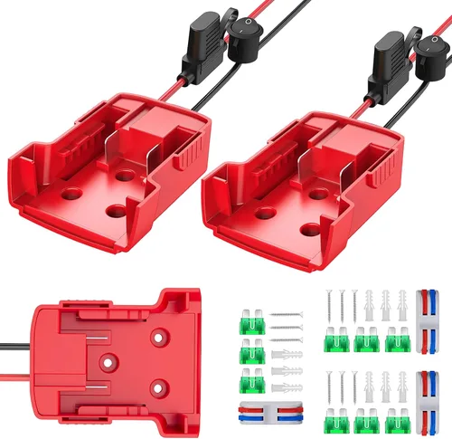 Vista 8 de Azocek Paquete de 2 Adaptadores de Rueda de Potencia Compatibles con Adaptador de Batería Milwaukee 18V Kit Convertidor de Batería de Rueda