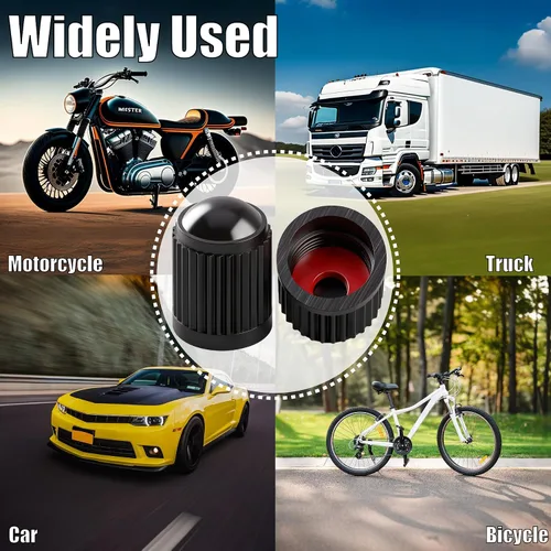 Vista 82 de 10 piezas de tapas de válvula de neumático TPMS con vástago largo, tapas de válvula de rueda de plástico negro para TPMS TR20008, tapas de vástago