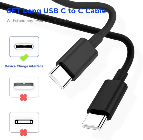 Vista 2 de Cargador de carga rápida para iPhone 17, 16, 15, paquete de 20 W, Apple iPad, USB C, bloque Chrager de pared con cable USB C a C de 6 pies para Negro
