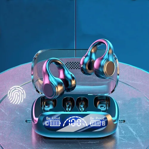 Vista 4 de Auriculares inalámbricos Bluetooth para entrenamiento, auriculares inalámbricos con clip para la oreja, auriculares de conducción de esqueleto