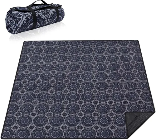 Vista 27 de Supfitness Manta de picnic extra grande impermeable plegable (60 x 80 pulgadas), manta de playa impermeable a prueba de arena, 3 capas para el aire