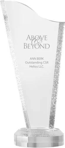 Baudville Trofeo grabado - Torre glaciar acrílica - Diseño de gotas de agua - Premio para empleados - Impresión personalizada de hasta tres líneas y