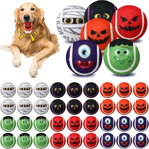 Vista 7 de Civaner 6 piezas pelotas de tenis chirriantes de Navidad para perros de 2.5 pulgadas, juguetes para perros a granel para perros pequeños, medianos