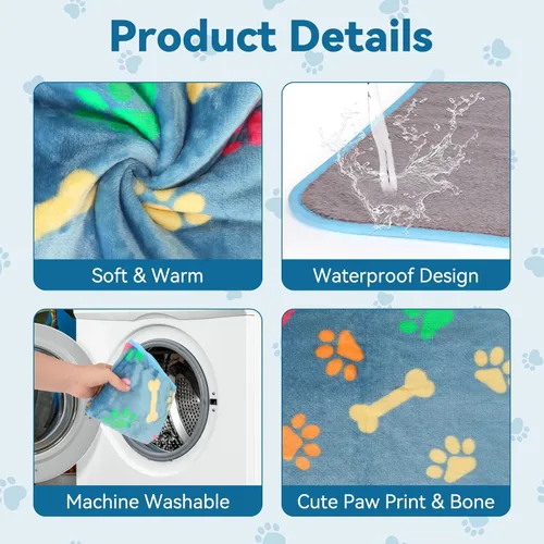 Vista 4 de YUEPET Paquete de 3 mantas impermeables de conejillo de indias, lavables para animales pequeños, forro polar suave para mascotas, cobayas, ropa