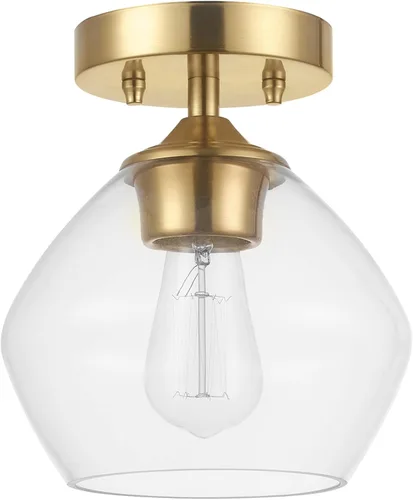 Vista 9 de GLOBE 66000080 - Lámpara de techo eléctrica de montaje empotrado de 1 luz, negro mate, pantalla de vidrio angular, accesorios de iluminación