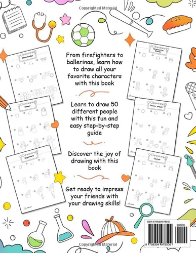 Vista 2 de How to Draw People Learn To Draw 50 People, From Astronaut, Firefighter To Superhero, With These Step-By-Step Guides for Kids!