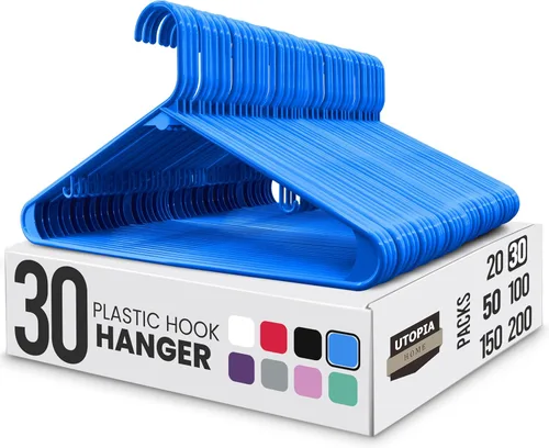 Vista 18 de Perchas de plástico Utopia Home, paquete de 50 - Percha para ropa con ganchos - Duradera y ahorradora de espacio (Agua)