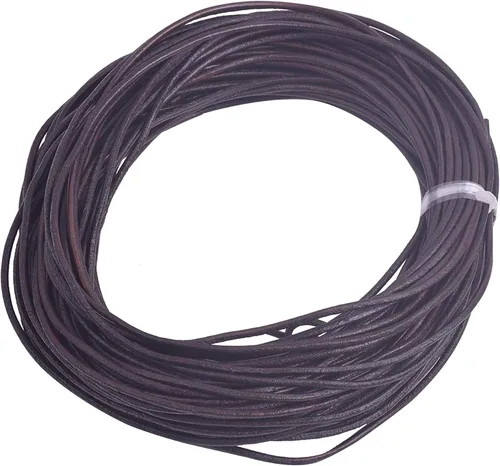Vista 38 de KONMAY Cordón redondo de cuero real de 0.039 pulgadas, cordón de cuero negro de 25 yardas para hacer joyas, collares, pulseras y manualidades