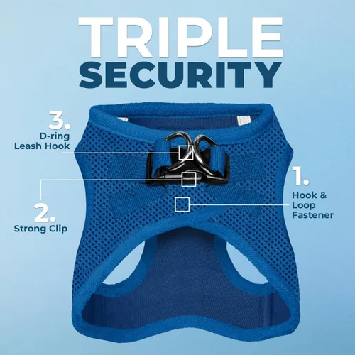 Vista 152 de Best Pet Supplies - Arnés de malla para todo tipo de clima, reflectante, antitirones, para perro y gato pequeño y mediano, con cierre de velcro