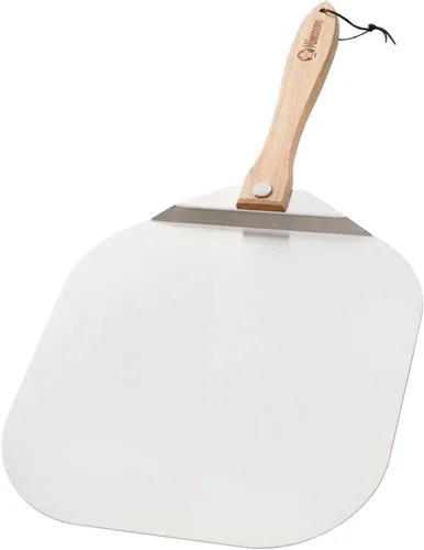 Vista 13 de Pomodoro pala para pizza de aluminio con asa de madera plegable para guardar fácilmente, de 12" x 14", para cocinar pan y pizzas en el hogar